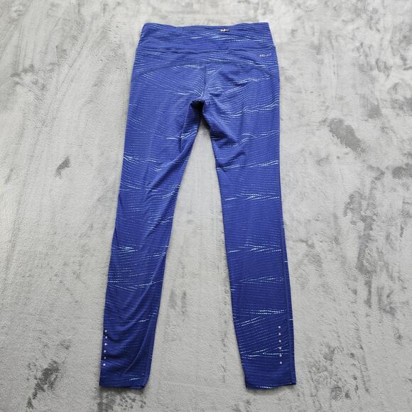 Nike Running Pants Womens M Blue Epic Run Training Legging Drawstring Zip Pocket - Picture 3 of 16